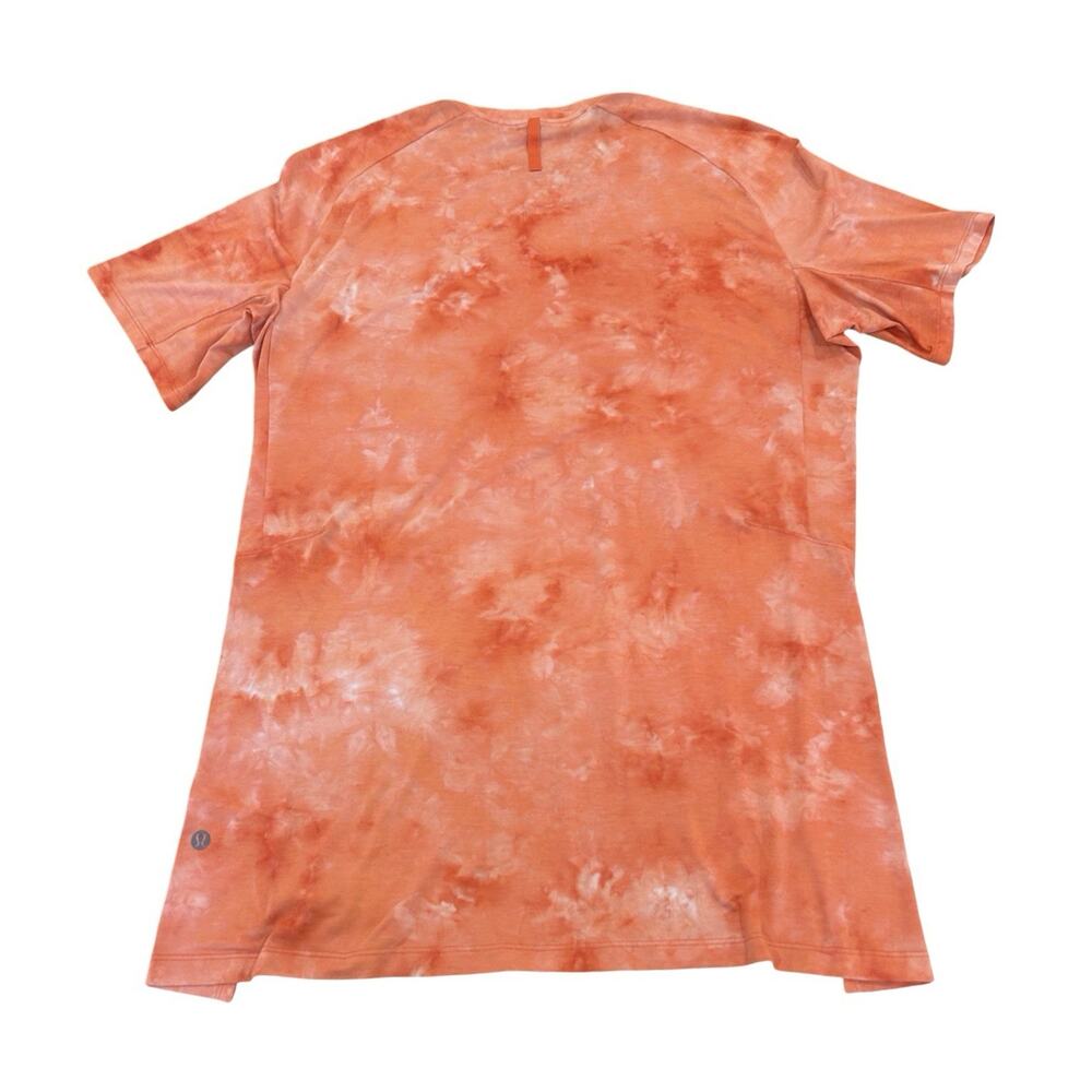 Lululemon Mens Always Agile Short Sleeve T Shirt Size M Coral Orange Diamond Dye - Picture 3 of 4